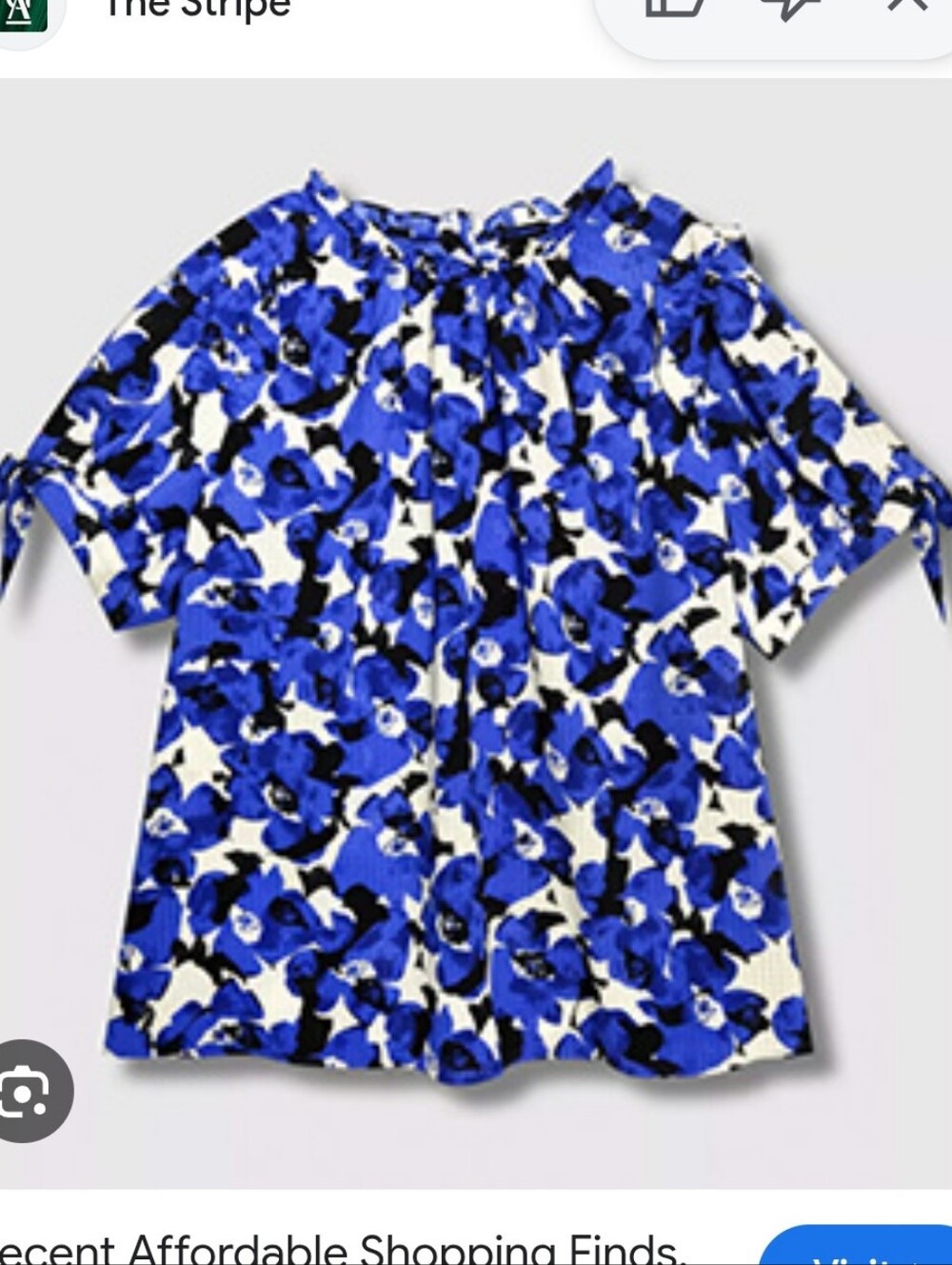 Who What Wear Windowpane Floral Print Short Sleeve Blouse Ruffle Neck Sz XL